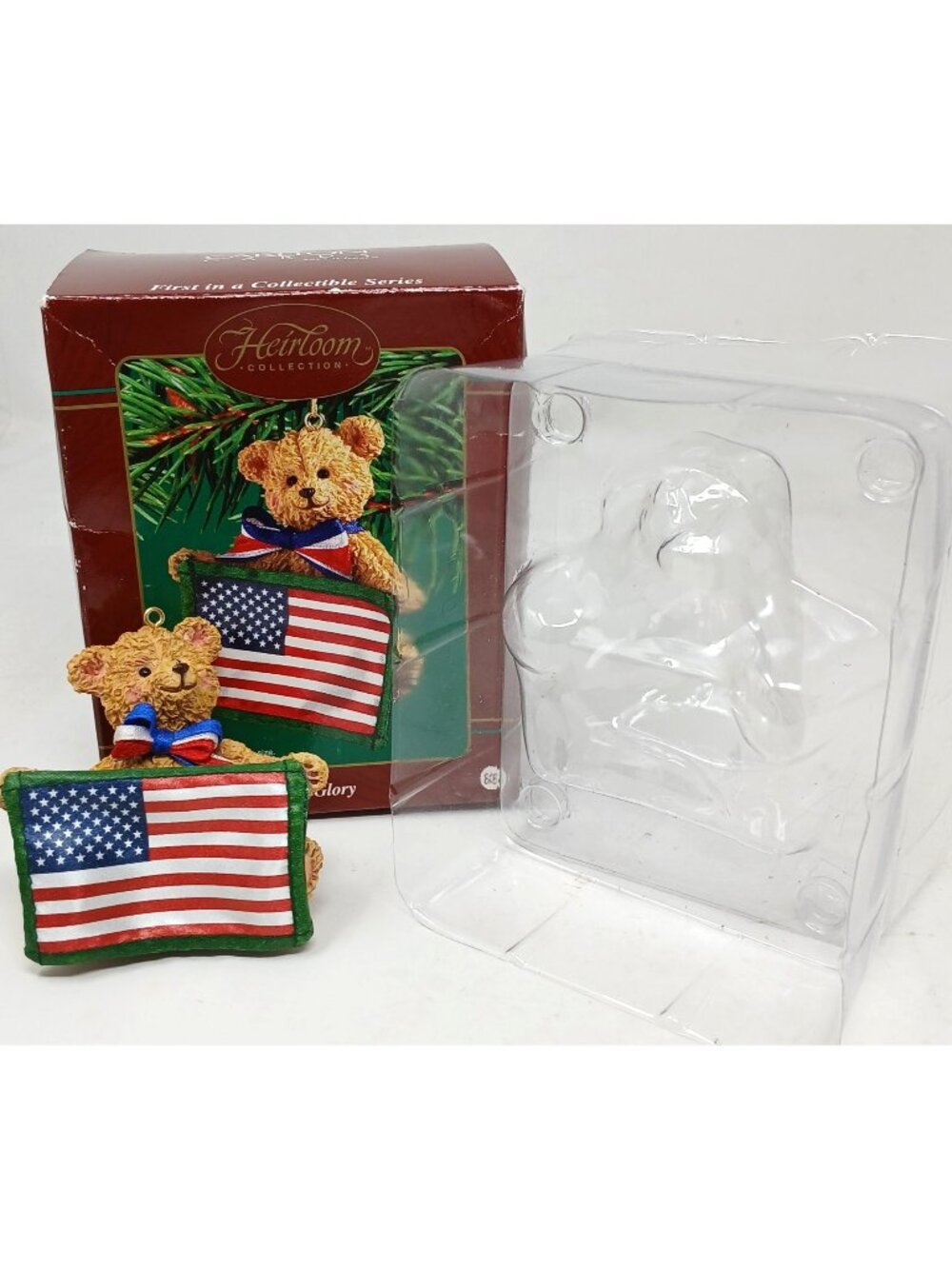 Carlton Cards HeirloomCollection Old Glory Teddy Bear Ornament American Flag GS8